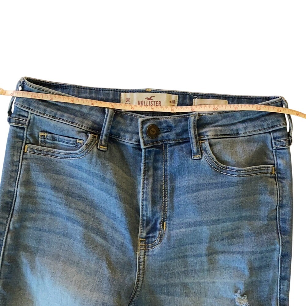 Hollister Kids Girls High Rise Distressed Skinny Jeans Light Wash Size 3R - Picture 3 of 14